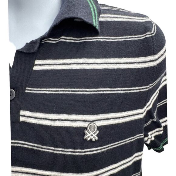 Benetton Red Striped Polo Shirt Men’s Small Italy Knit Retro Y2K Preppy - Picture 5 of 9